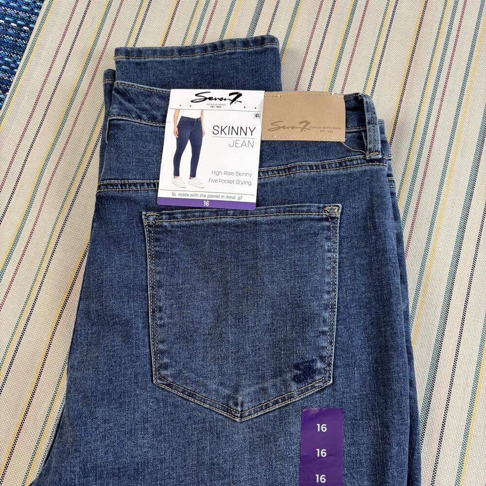 Seven7 Jeans Womens 16 Medium Wash High Rise Skinny Five Pocket Denim New Tags